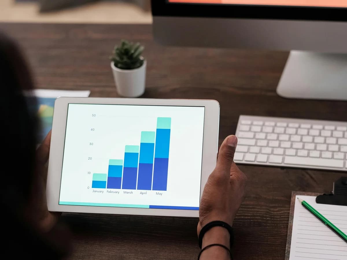 Healthcare professional reviewing procurement data